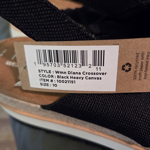 TOMS Diana Black Wedge Sandals- Size 10 - Picture 3 of 3